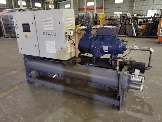 주문 60hp 냉각 주입 폼 머신을 위한 한벨 압축기와 함께 물 냉각 나사형 냉장고 online manufacture