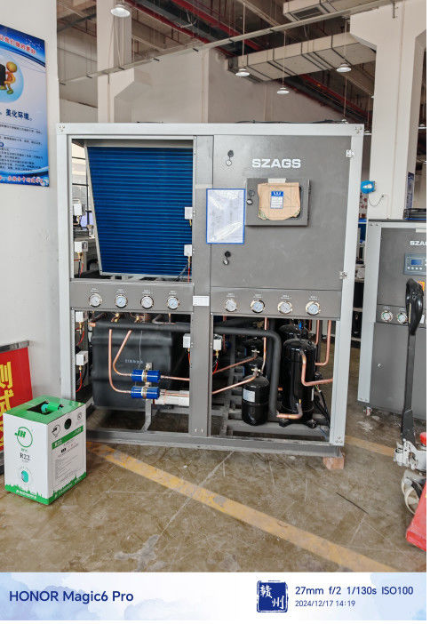 60hp Hermetic 스롤 타입 산업 냉장고 셸 및 튜브 증발기와 통합 시스템 1850kg 용량